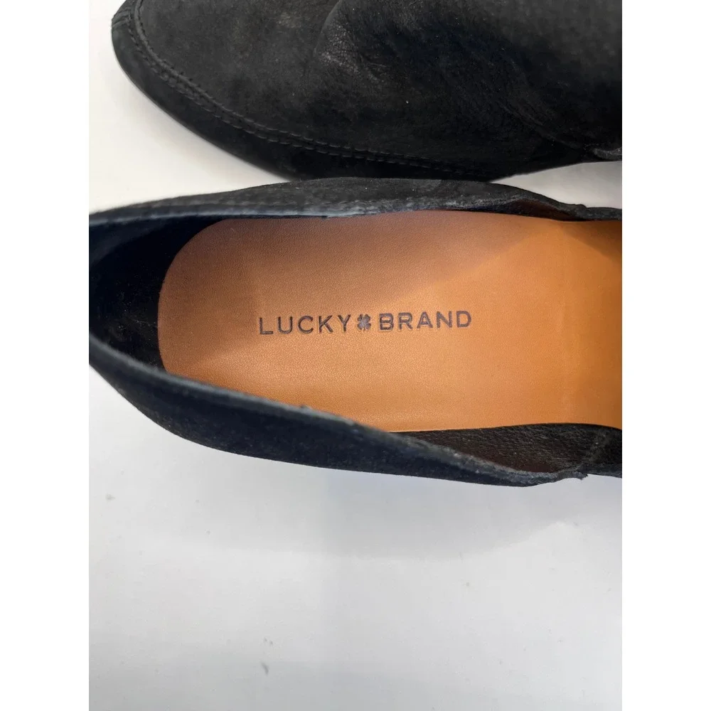 Lucky Brand Basel Black Leather Side Cutout Pointed Toe Ankle Booties Men's 9
